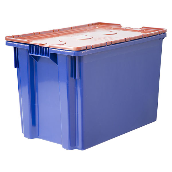 Ящик для продуктов с крышкой; полиэтилен; 75л; , H=41, 5, L=60, B=40см; синий, оранжев.