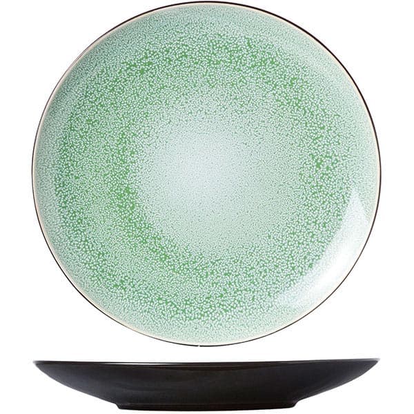 Тарелка мелкая; керамика; D=28см; зелен., черный
