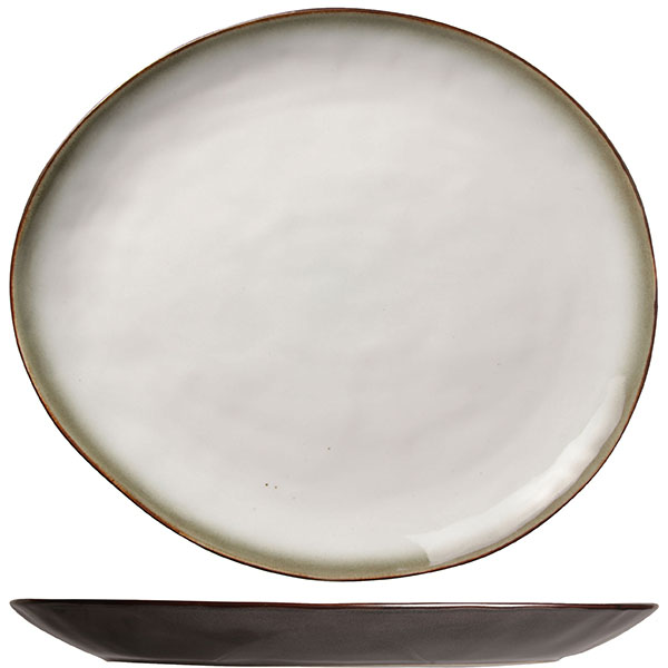 Блюдо овальное; керамика; , L=32, 5, B=28, 5см; белый, коричнев.