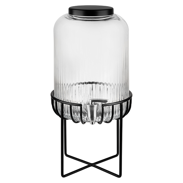Диспенсер для холодных напитков «Урбан»; стекло, сталь нержавеющая; 7л; D=20, H=45см; прозрачный, черный