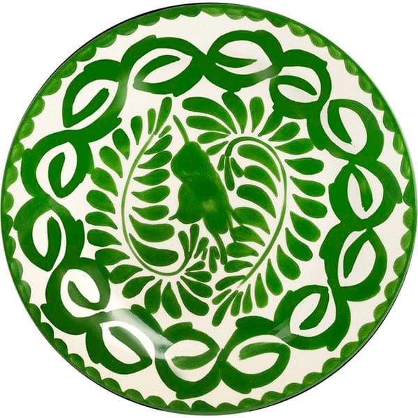 Тарелка «Пуэбла ПиЛиф» мелкая; керамика; D=23см; белый, зелен.
