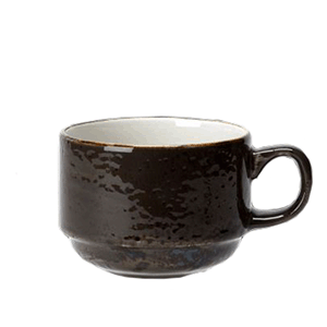 Чашка чайная «Крафт Грей»; фарфор; 285мл; D=90, H=65мм; серый, коричный