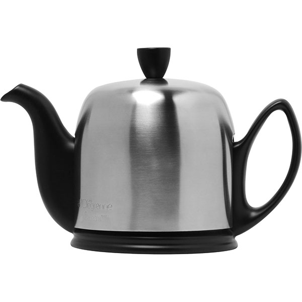 Чайник «Салам» с колпаком; фарфор, алюмин.; 0, 7л; черный, матовый