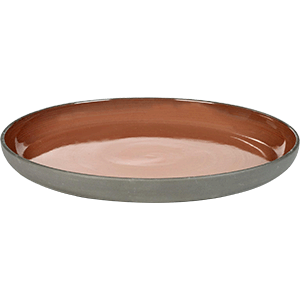 Тарелка «Даск»; керамика; D=27, H=3см; серый, красный