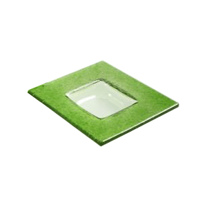 Тарелка квадратная «Бордер»; стекло; высота=2.1, длина=13, ширина=13 см.; прозрачный,зеленый