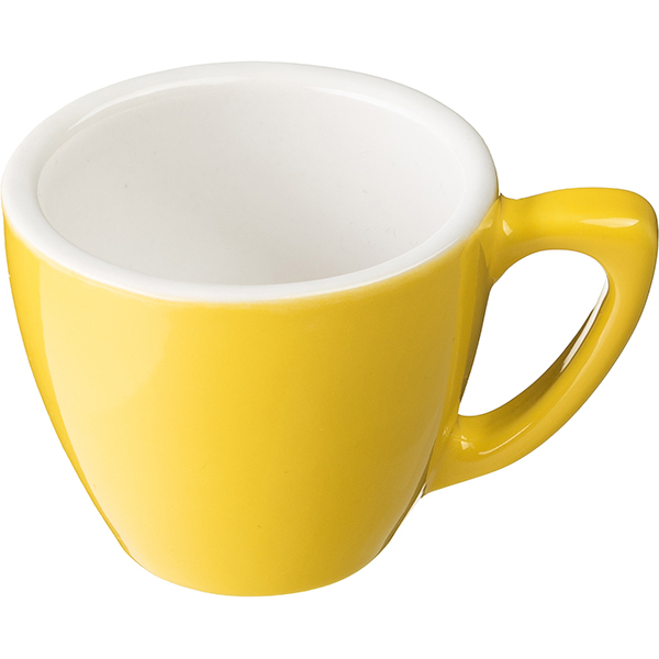 Чашка кофейная «Пур-Амор»; фарфор; 80мл; D=66/40, H=55, L=90мм; желт., белый