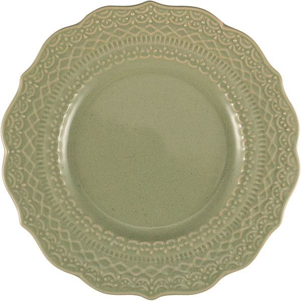 Тарелка «Скалистос» пирожковая; керамика; D=15, H=2см; зелен.