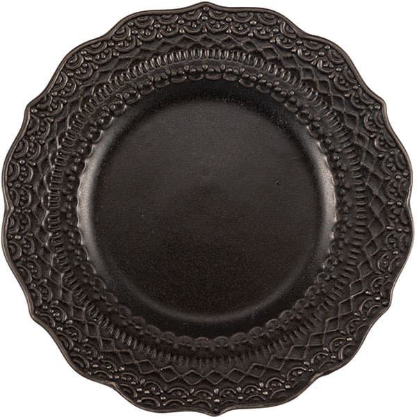 Тарелка «Скалистос» пирожковая; керамика; D=15, H=2см; черный