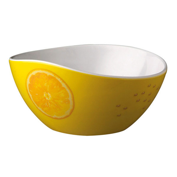 Салатник; пластик; диаметр=15, высота=7.5 см.; желтый , белый