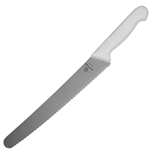 Нож кондитерский; высота=2, длина=39/25, ширина=7 см.; белый