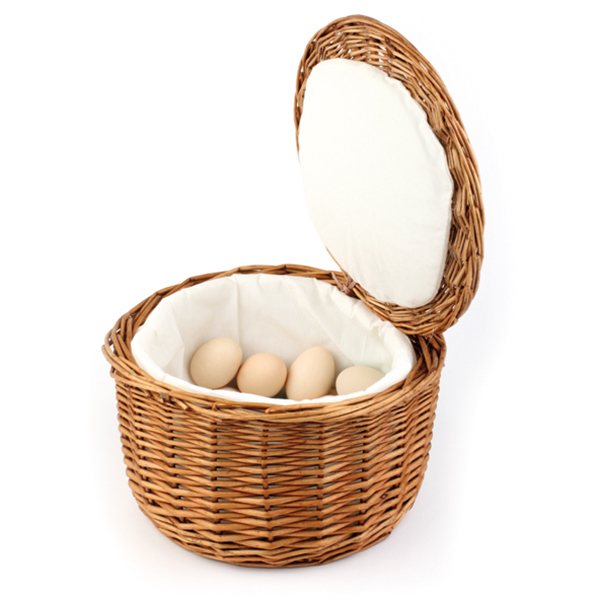 Корзина для яиц; дерево,текстиль; диаметр=26, высота=17 см.; коричневый