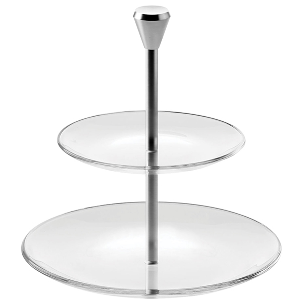 Этажерка 2-х ярусная для десерта «Фул Мун» диаметр=15/21 см.; материал: алюминий, стекло; высота=23 см.