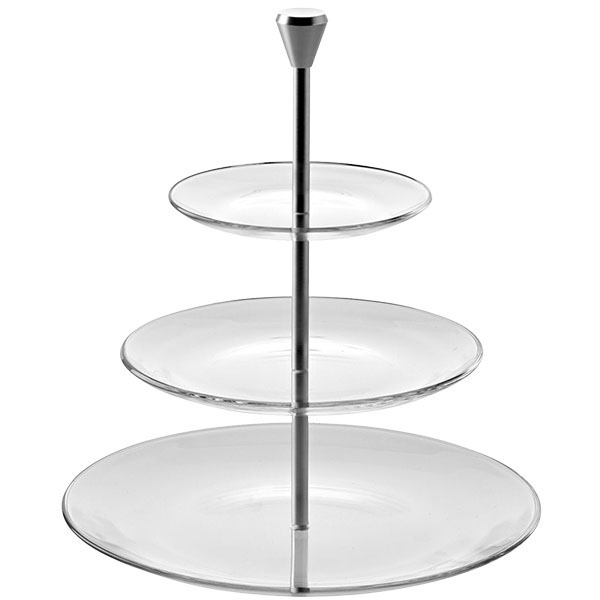 Этажерка 3-х ярусная для десерта «Фул мун» диаметр=15/21/28 см.  материал: алюминий, стекло  высота=33 см. Vidivi