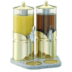 Диспенсер для сока двойной 2.5л*2; сталь нержавеющая; цвет: золотой,прозрачный