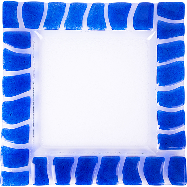 Тарелка «Сафари»; стекло; высота=2, длина=25, ширина=25 см.; прозрачный,голубой