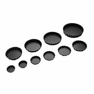 Форма для выпечки (3 штуки); сталь, антипригарное покрытие; диаметр=7, высота=0.6 см.; цвет: черный