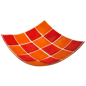 Блюдо «Каро»; длина=30, ширина=30 см.; оранжевый цвет, красный