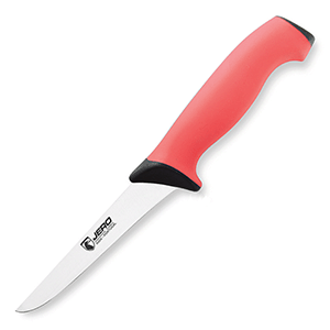 Нож для обвалки мяса; сталь, пластик; длина=13 см.; красный