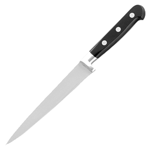 Нож для филе гибкий; сталь, пластик; длина=15 см.; металлический, цвет: черный