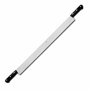 Нож для нарезки сыра 2 ручки; сталь нержавеющая,пластик; длина=88/64, ширина=5.5 см.; металлический, цвет: черный