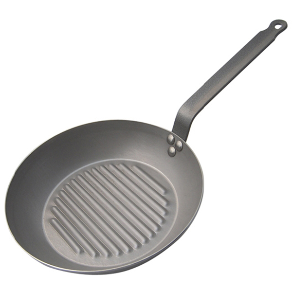 Сковорода-гриль; белая сталь; диаметр=30, высота=6, длина=52 см.; серый