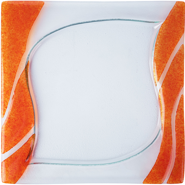Тарелка «Стрим»; стекло; высота=2.2, длина=25, ширина=25 см.; прозрачный,оранжевый цвет