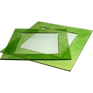 Тарелка квадратная «Бордер»; стекло; длина=25.5, ширина=25.5 см.; прозрачный,зеленый