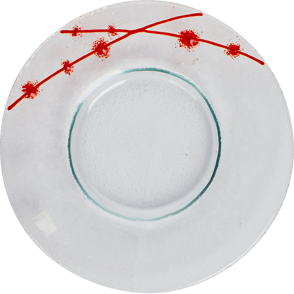 Тарелка мелкая «Пирл»; стекло; диаметр=14.5 см.; прозрачный, красный