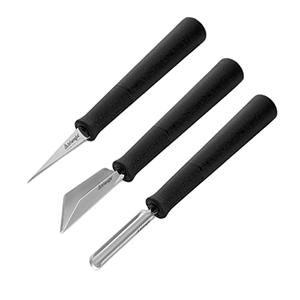 Набор ножей для декоративной нарезки овощей (3 штуки); сталь нержавеющая,пластик; длина=14 см.; металлический, цвет: черный