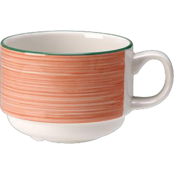 Чашка чайная «Рио Пинк»; материал: фарфор; 200 мл; диаметр=8, высота=6, длина=11 см.; белый, розовый