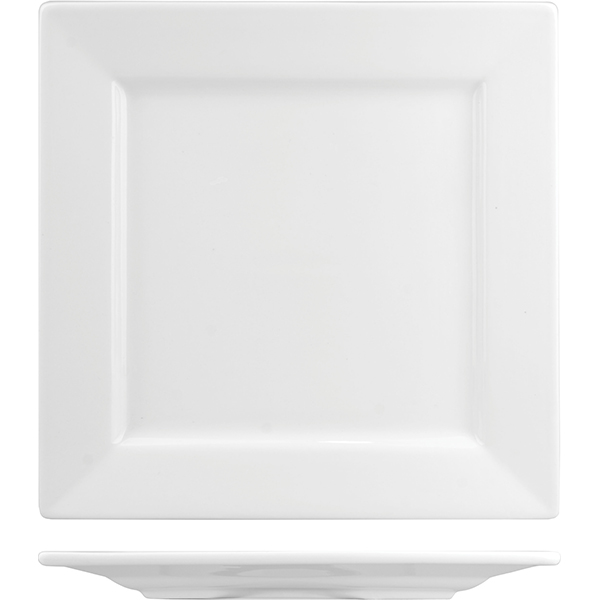Тарелка квадратная «Кунстверк»; материал: фарфор; длина=24.3, ширина=24.3 см.; белый