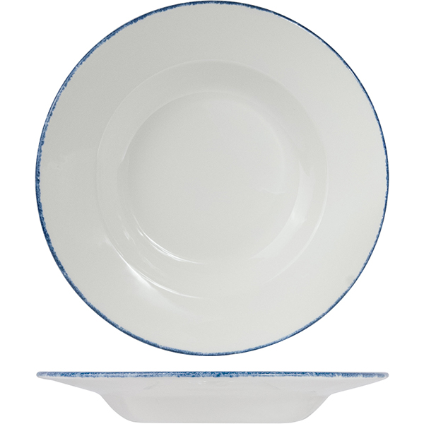 Тарелка для пасты «Блю дэппл»; материал: фарфор; диаметр=27 см.; белый, синий