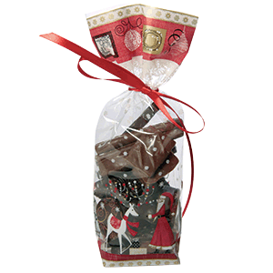 Упаковка кондитерская с рождественским узором (100 штук); полипропилен, картон; длина=22, ширина=10 см.