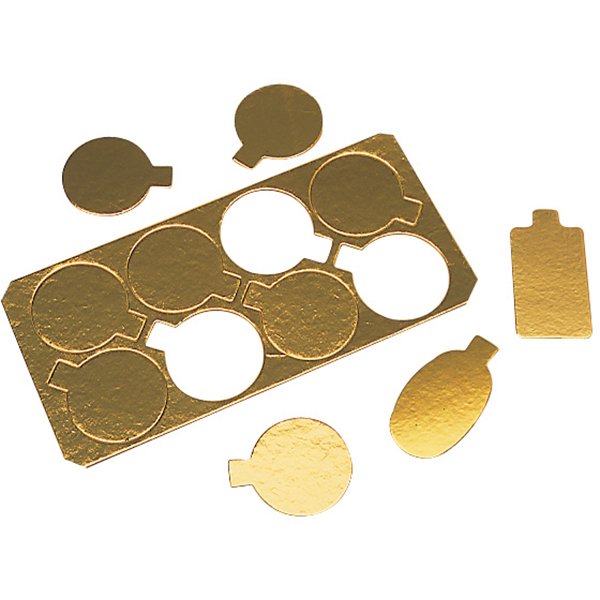 Подложка для кондитерских изделий (200 штук); картон; диаметр=7 см.; цвет: золотой