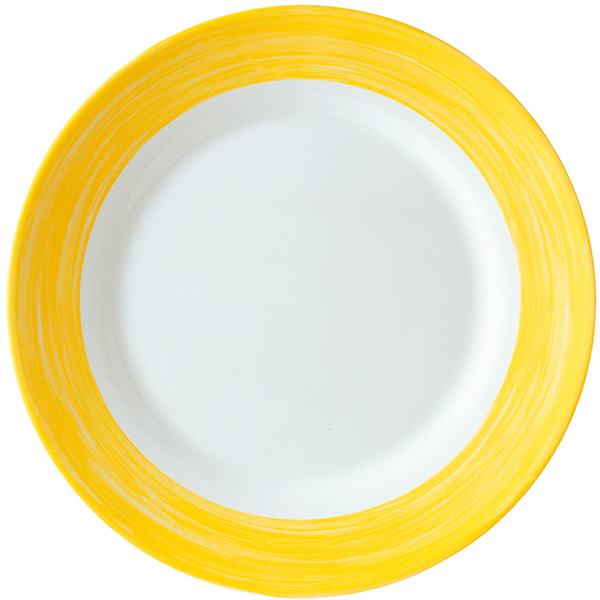 Тарелка «Браш» стекло закаленное  диаметр=15.5 см.  белый, желтый MATFER
