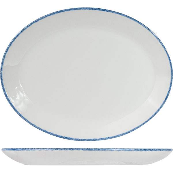 Блюдо овальное «Блю дэппл»; материал: фарфор; высота=2, длина=30.5, ширина=24 см.; белый, синий