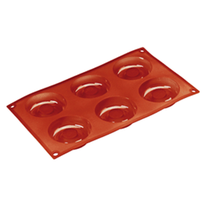 Форма для выпечки пирожных «Саварин» (6 ячеек)  материал: силикон  диаметр=7.2, длина=17.5, ширина=30 см. Paderno