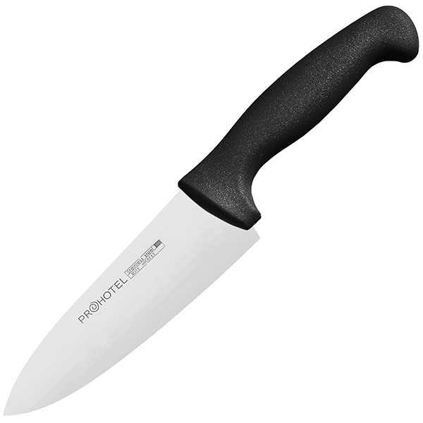Нож поварской «Проотель»; сталь нержавеющая, пластик; L=29/15, B=4.5см; металлический, черный