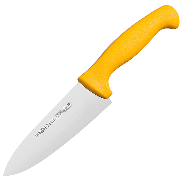 Нож поварской «Проотель»; сталь нержавеющая,пластик; L=29/15,B=4.5см; металлический , желтый
