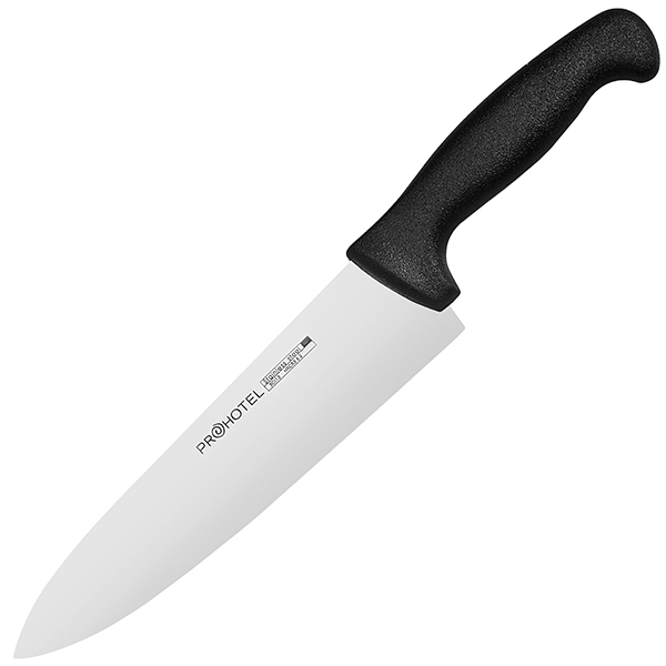 Нож поварской «Проотель»; сталь нержавеющая, пластик; L=34/20,B=4.7см; металлический, черный