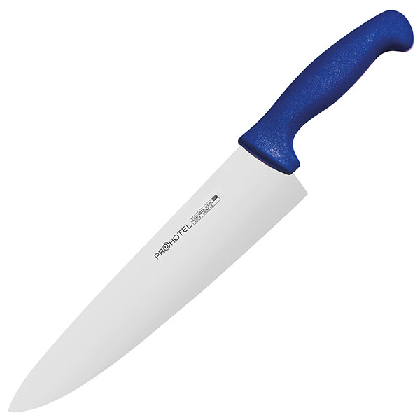 Нож поварской «Проотель»; сталь нержавеющая,пластик; L=38/24,B=5.5см; металлический ,синий