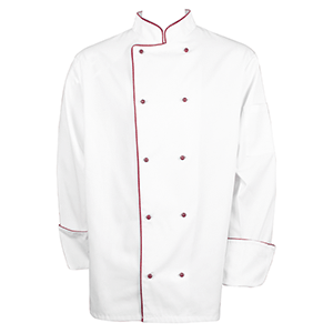 Куртка поварская с окантовкой 44 размер   твил  белый,бордо POV