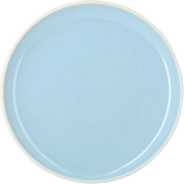 Тарелка «Колор лаб»; фарфор; D=200,H=25мм; голубой,белый