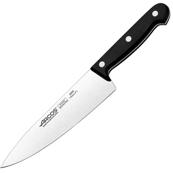 Нож поварской «Универсал»; сталь нержавеющая,полиоксиметилен; L=17.5см; черный