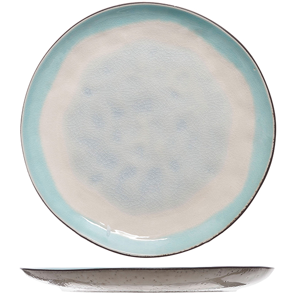 Тарелка мелкая «Малибу»; керамика; D=20см; белый,бирюзовый 