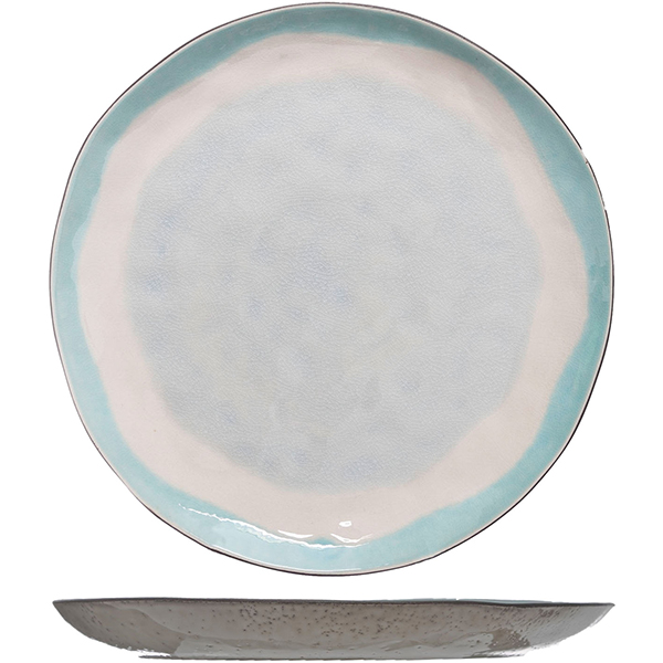 Тарелка мелкая «Малибу»; керамика; D=27см; белый,бирюзовый 