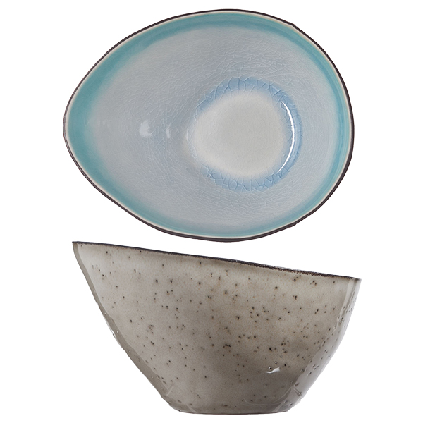 Салатник «Малибу»; керамика; H=85,L=150,B=120мм; белый,бирюзовый 