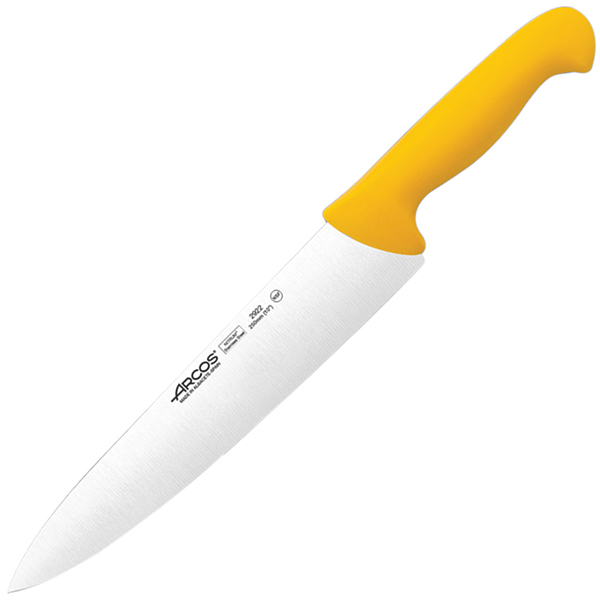 Нож поварской «2900»; сталь нержавеющая,полипропилен; L=25см; желтый 