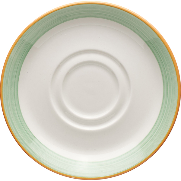 Блюдце «Рио Грин»; материал: фарфор; диаметр=16.5 см.; цвет: белый, зеленый
