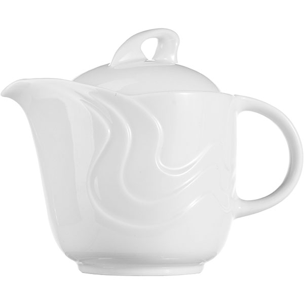 Чайник с крышкой «Мелодия»; материал: фарфор; 385 мл; диаметр=8.7, высота=11.5, ширина=14.5 см.; белый